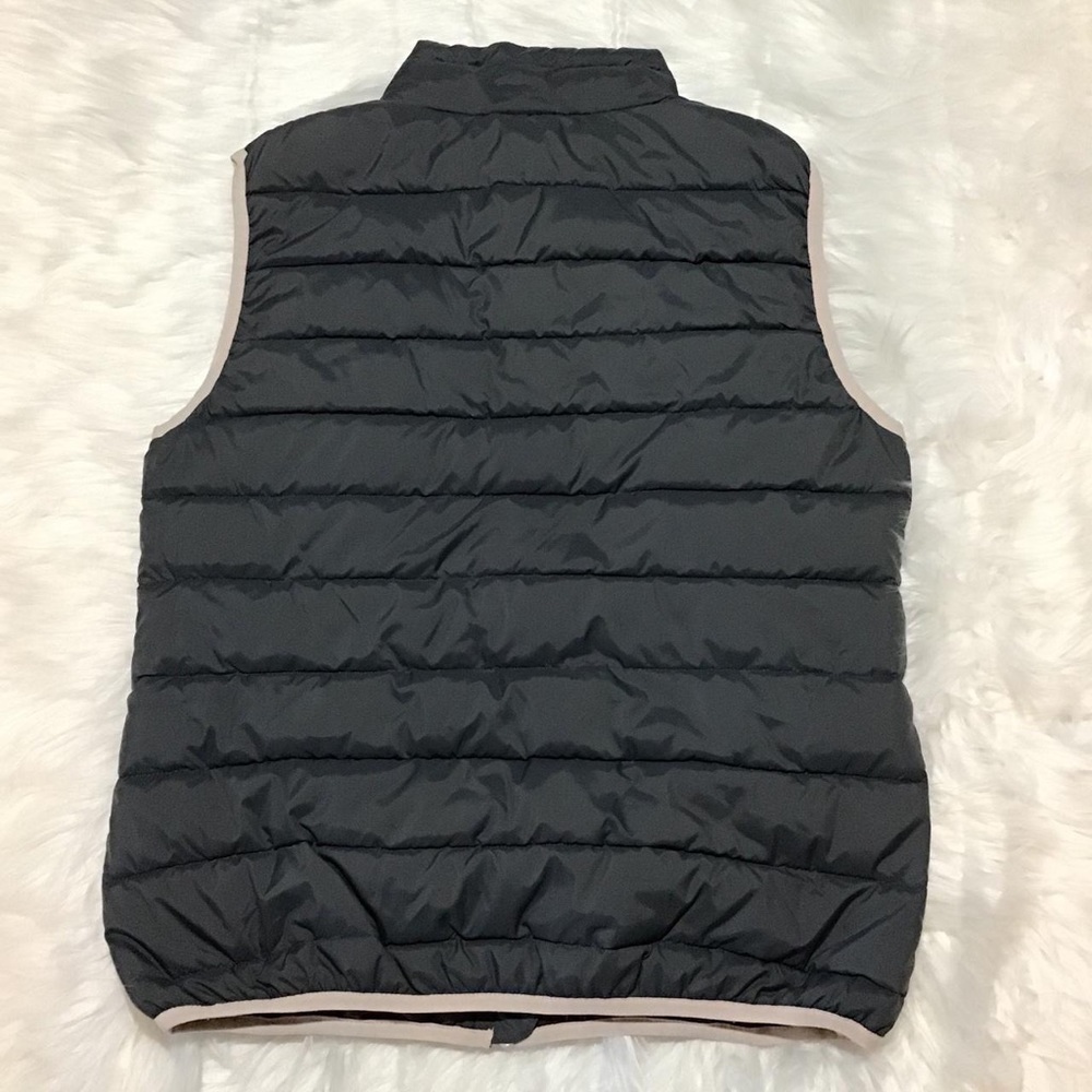Lotto Women’s Puffer Gray Vest With Pink Piping Sleeveless Mock Neck View 2